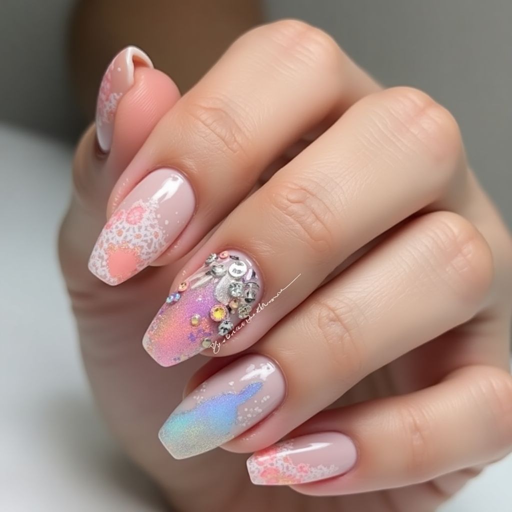 Almond Builder Gel Nail Design
