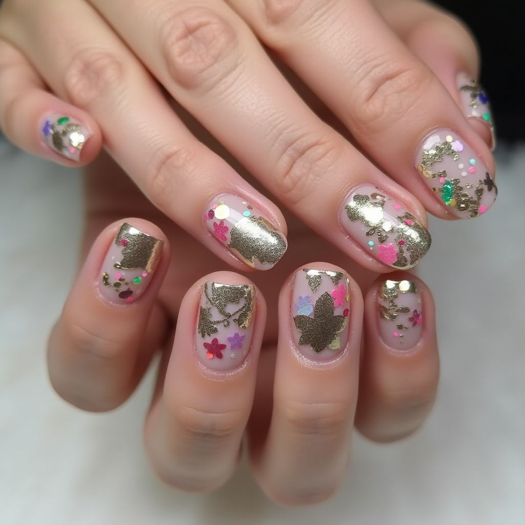Round Sequins Nail Design