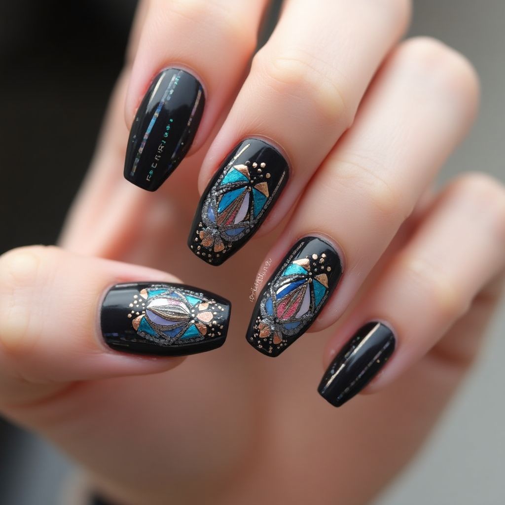 Coffin Nail Vinyls Nail Design