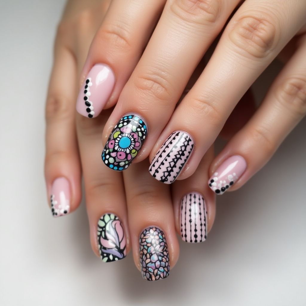 Round Nail vinyls Nail Design