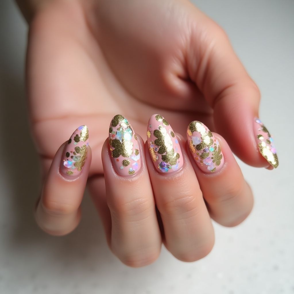 Sequins Almond Nail Design