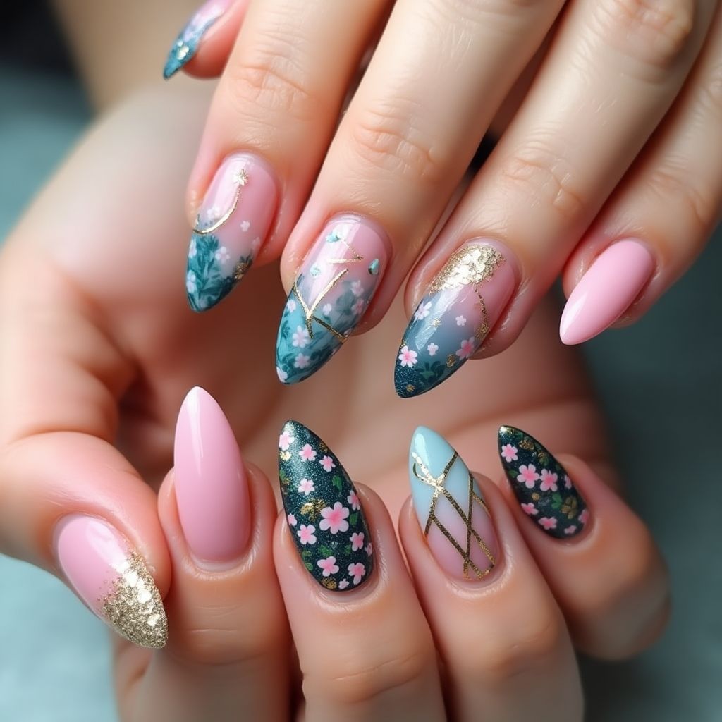 Acrylic Colors Almond Nail Design