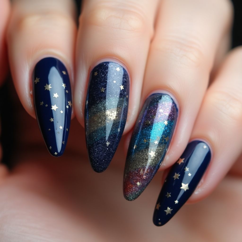 Magnetic Polish Stiletto Nail Design