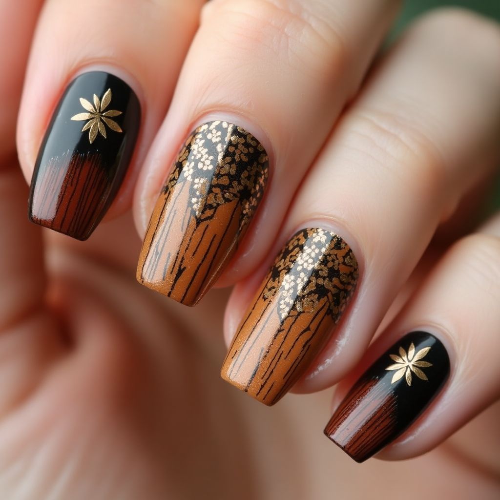 Coffin Orangewood Sticks Nail Design