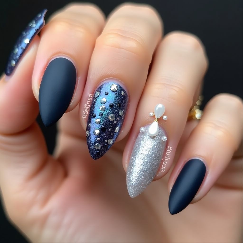 Stiletto Rhinestones Nail Design
