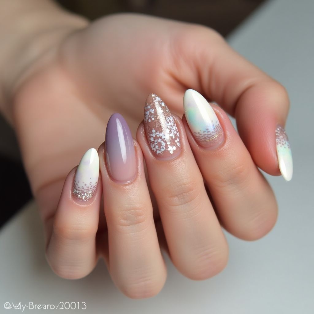 Almond Top Coat Nail Design