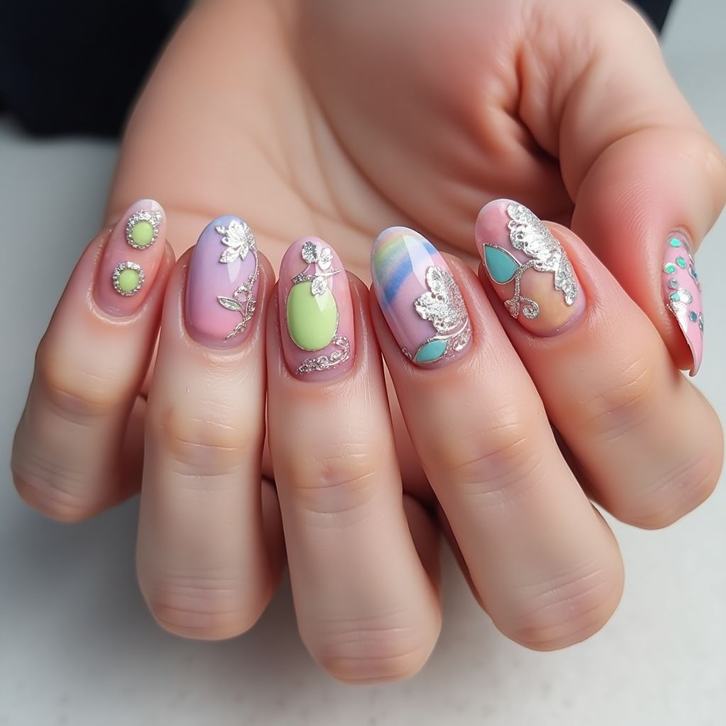 Round 3d Nail Decor Nail Design