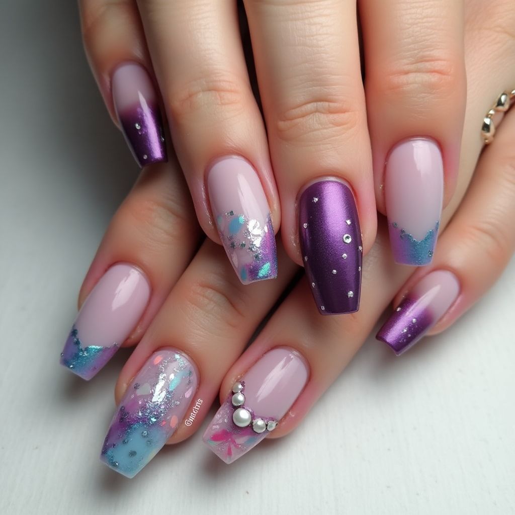 Acrylic Powder Coffin Nail Design