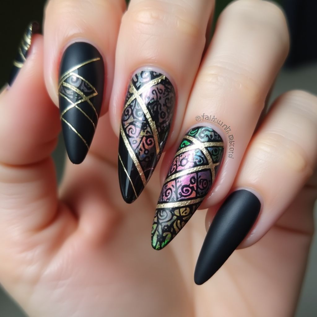 Striping Tape Stiletto Nail Design