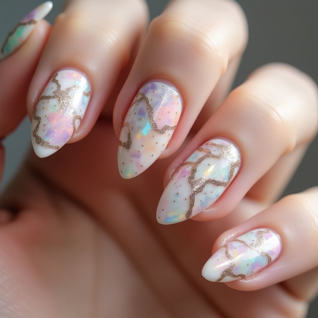 Almond Top Coat Nail Design