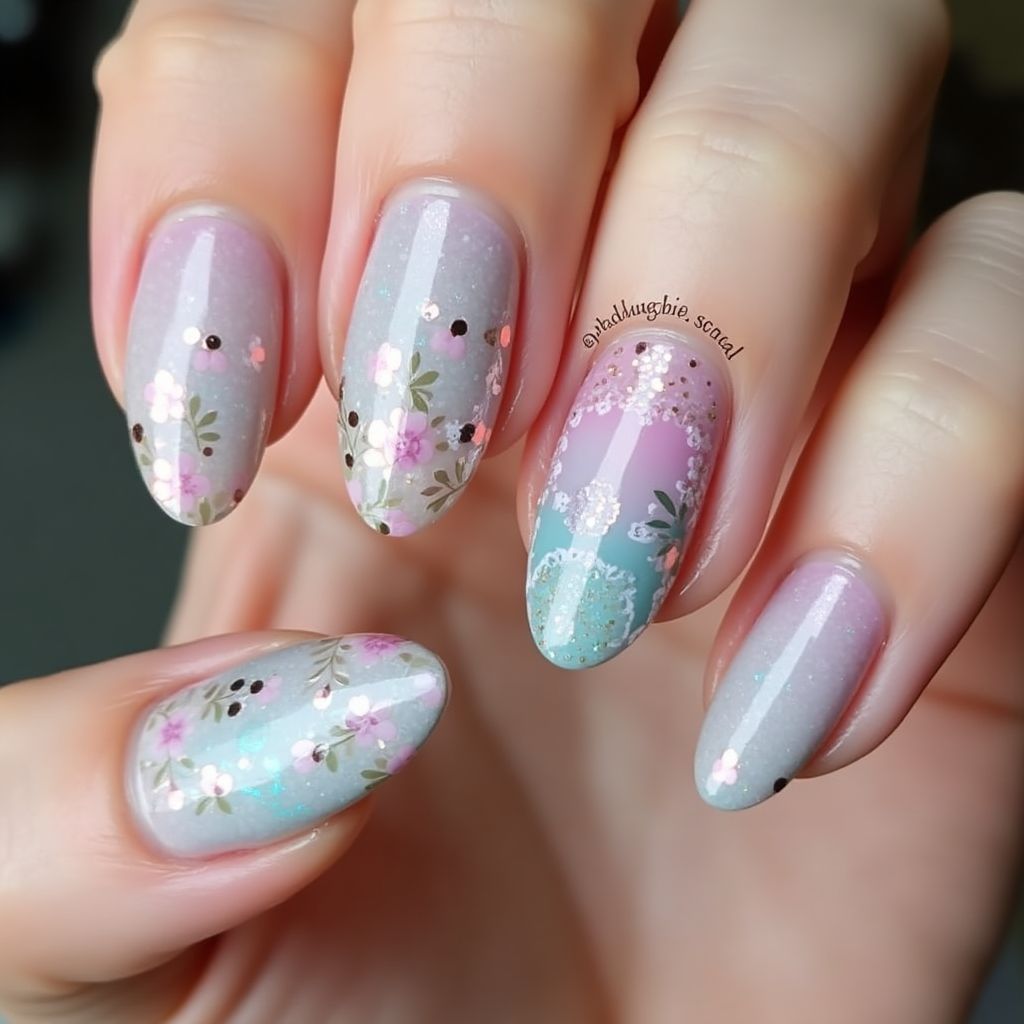 Gel Polish Almond Nail Design