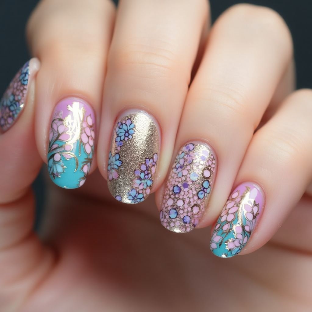 Gel Polish Round Nail Design