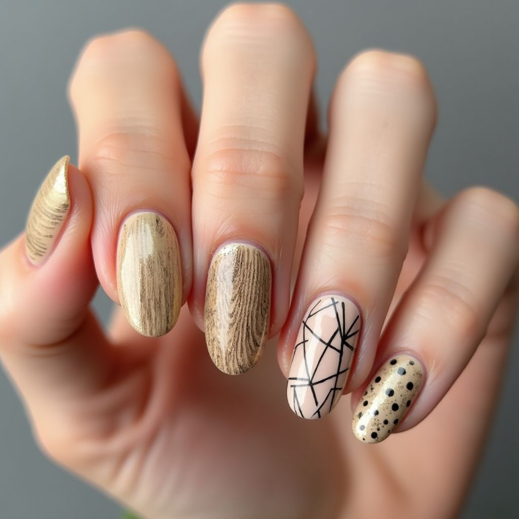 Round Toothpicks Nail Design