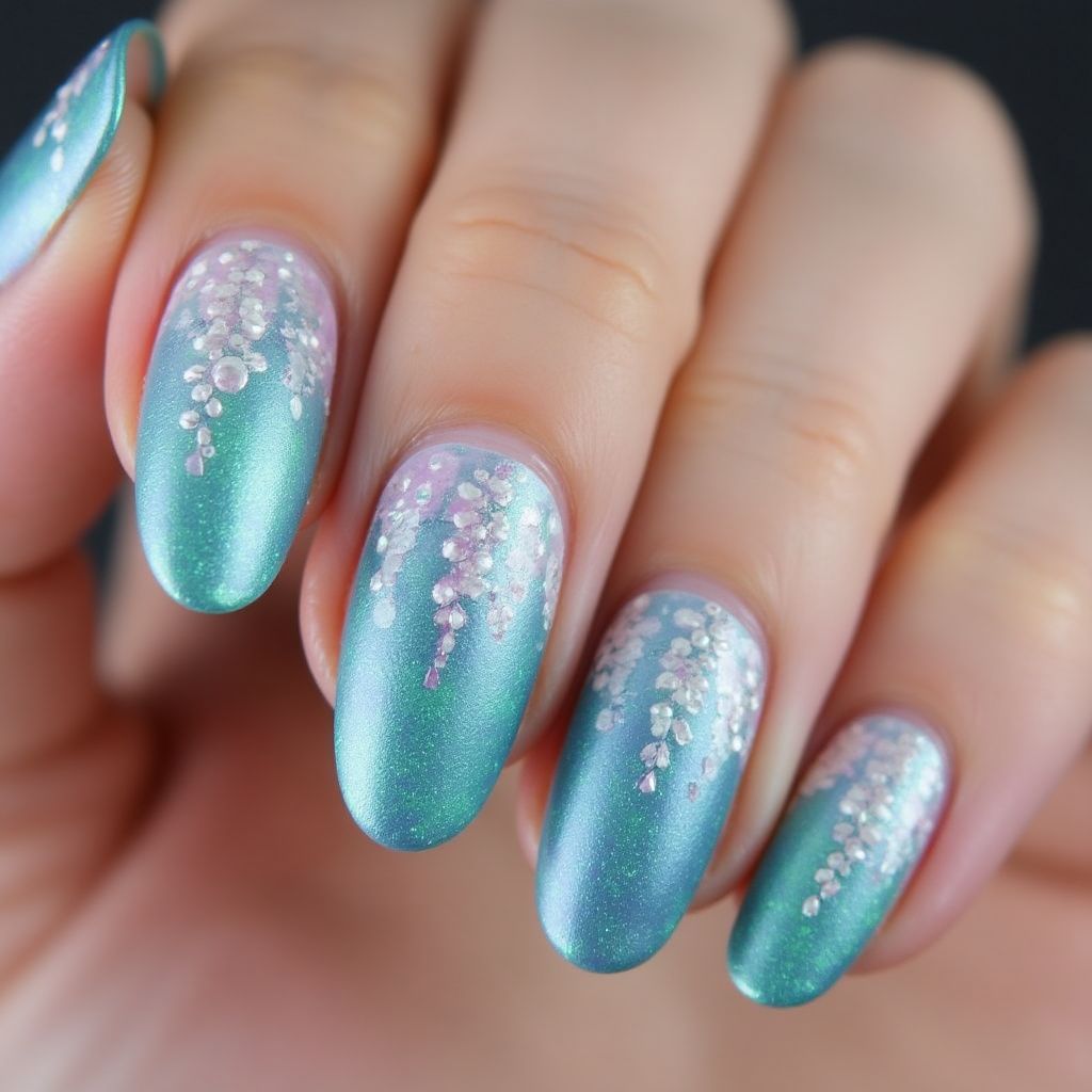 Mermaid Powder Round Nail Design