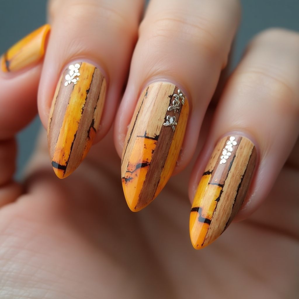 Stiletto Orangewood Sticks Nail Design