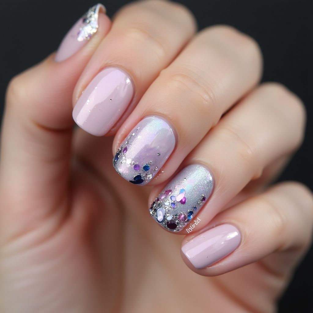 Top Coat Round Nail Design