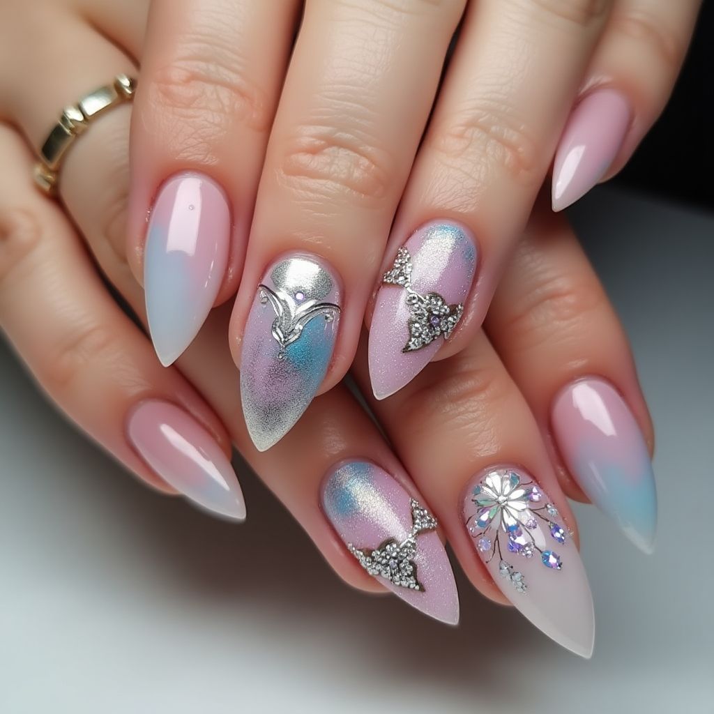 Stiletto Top Coat Nail Design