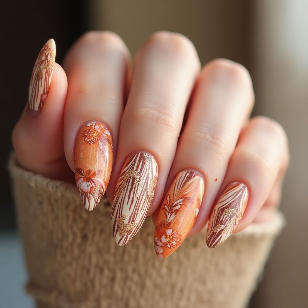 Orangewood Sticks Almond Nail Design