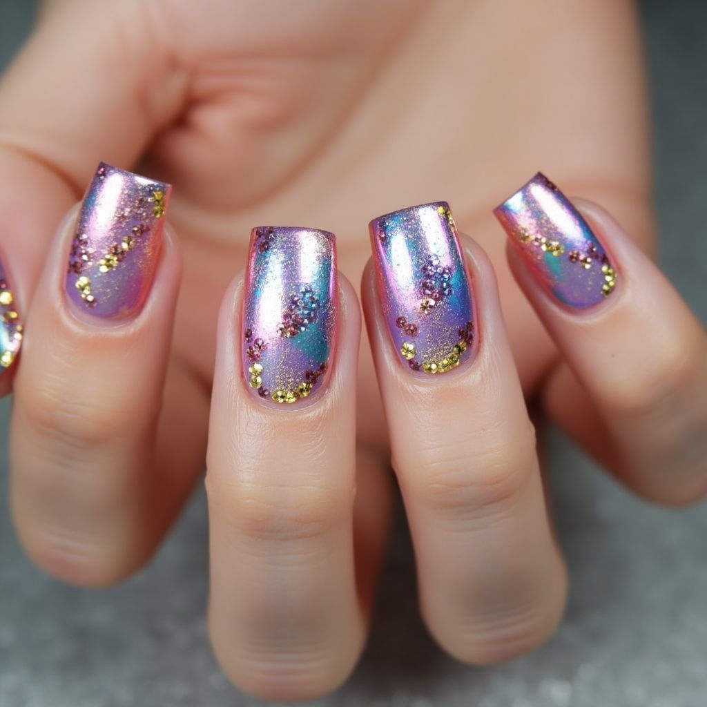 Sequins Square Nail Design