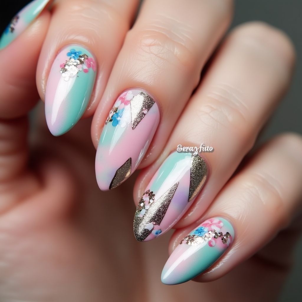 Stiletto Acrylic Powder Nail Design