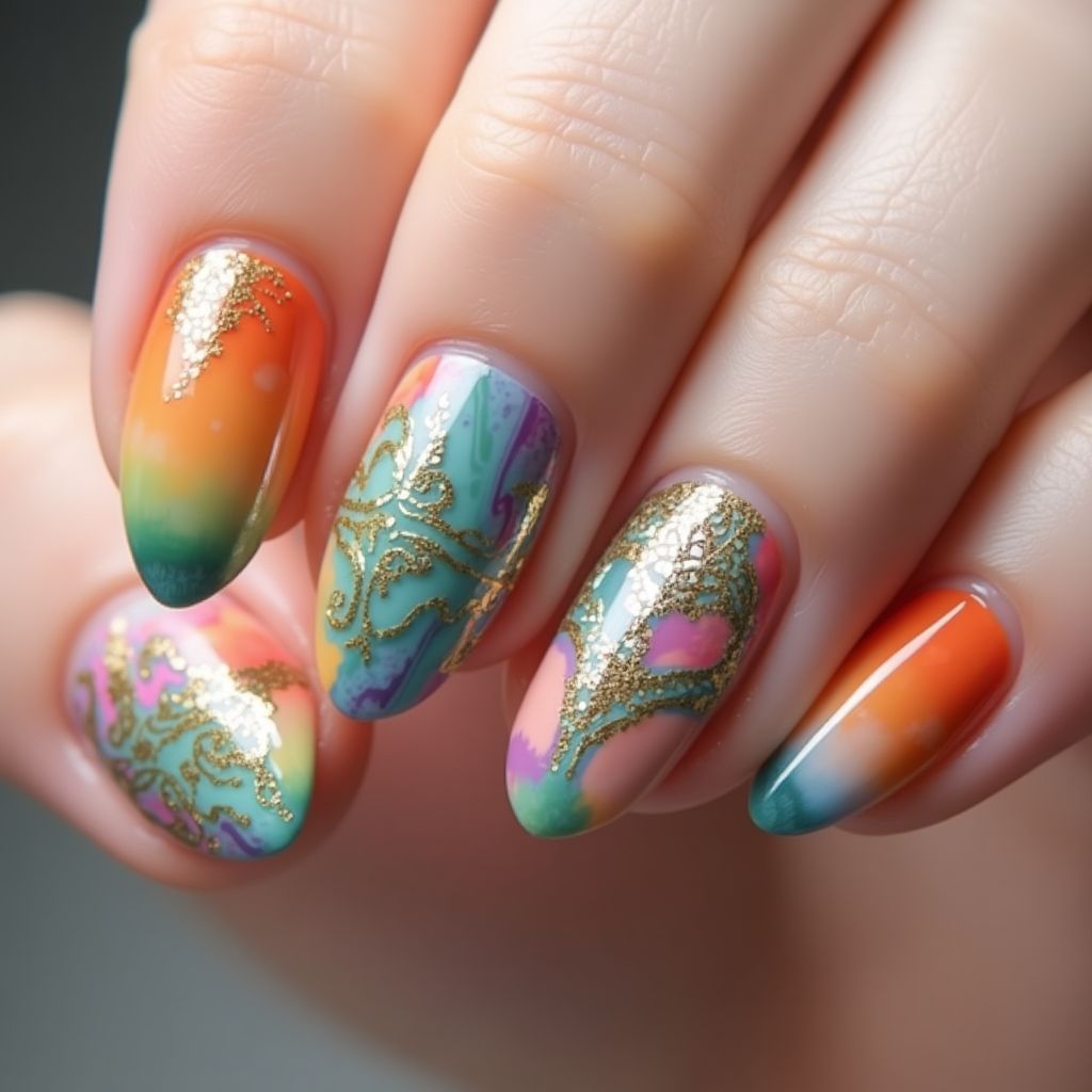 Almond Toothpicks Nail Design