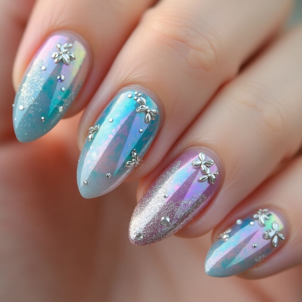 Almond Specialty Powders Nail Design