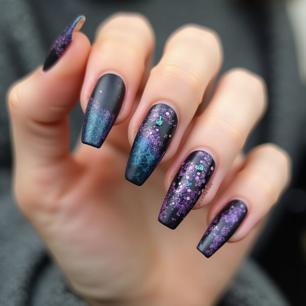 Color Changing Polish Coffin Nail Design