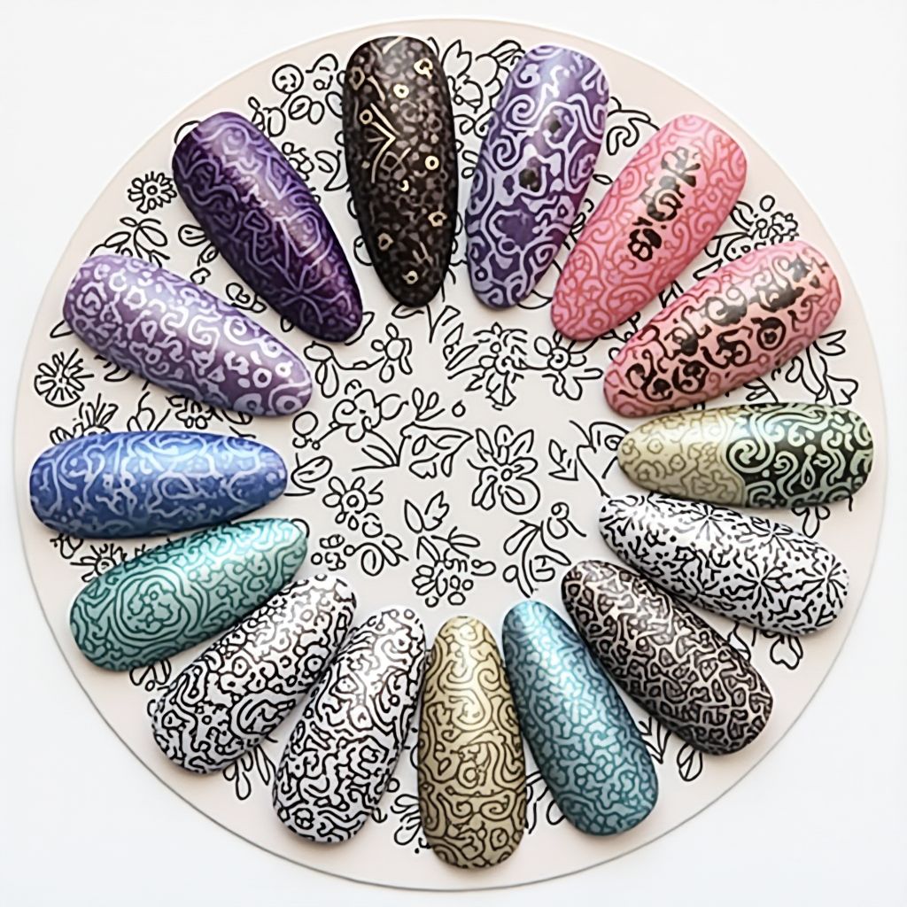 Stamping Plates Round Nail Design