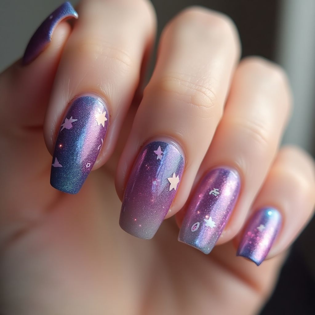 Coffin Color Changing Polish Nail Design