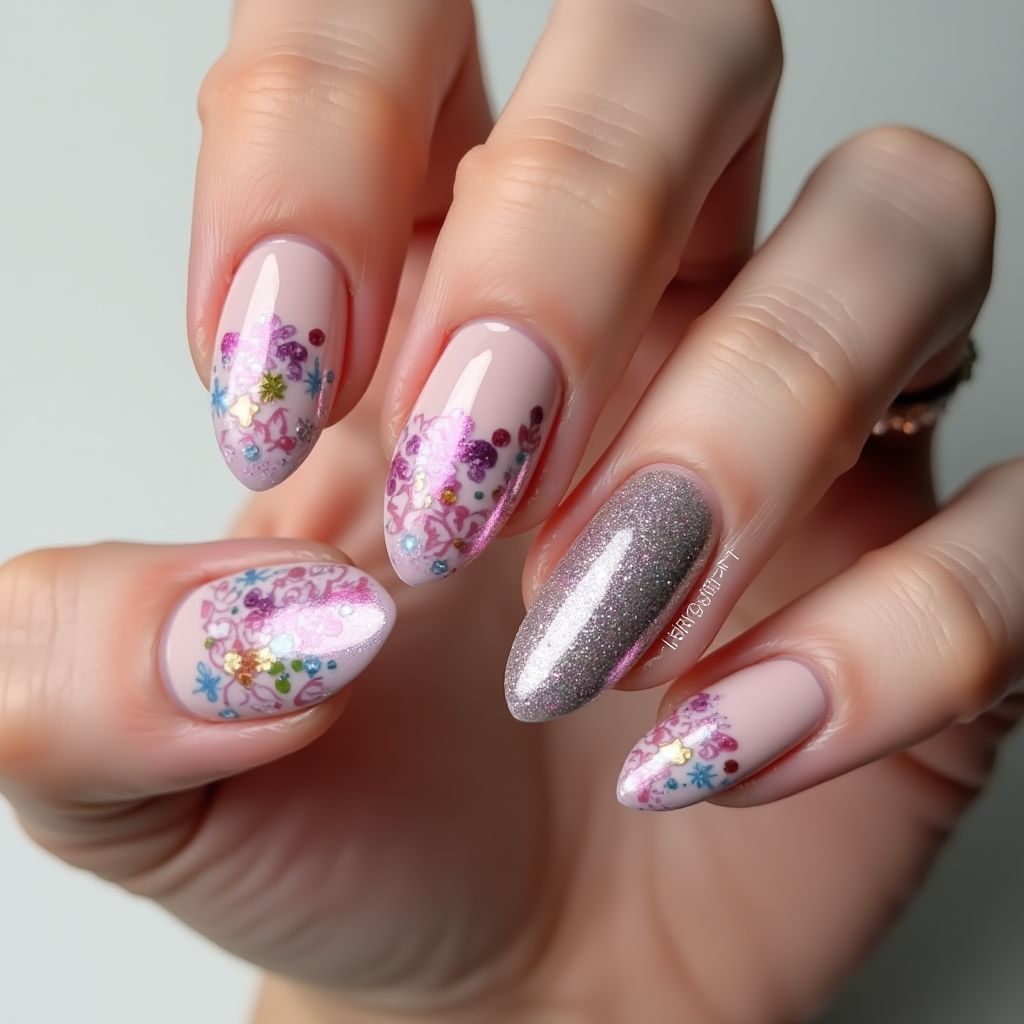 Stiletto Acrylic Powder Nail Design