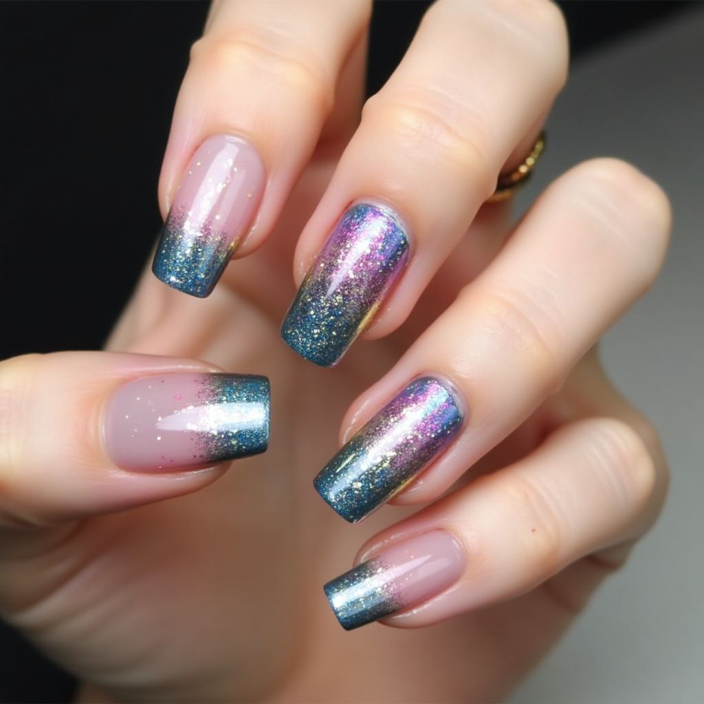 Square Nail Foil Nail Design