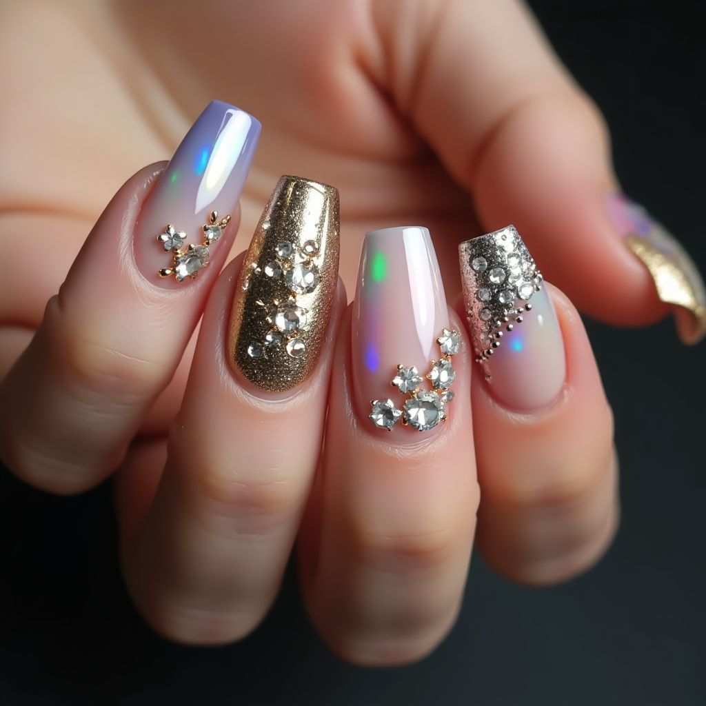 Coffin Rhinestones Nail Design