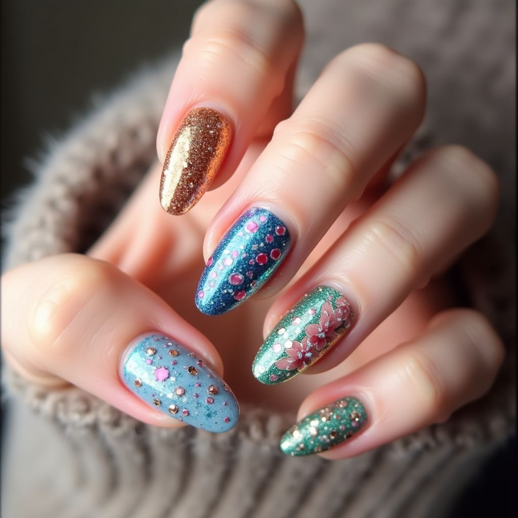 Acrylic Powder Stiletto Nail Design