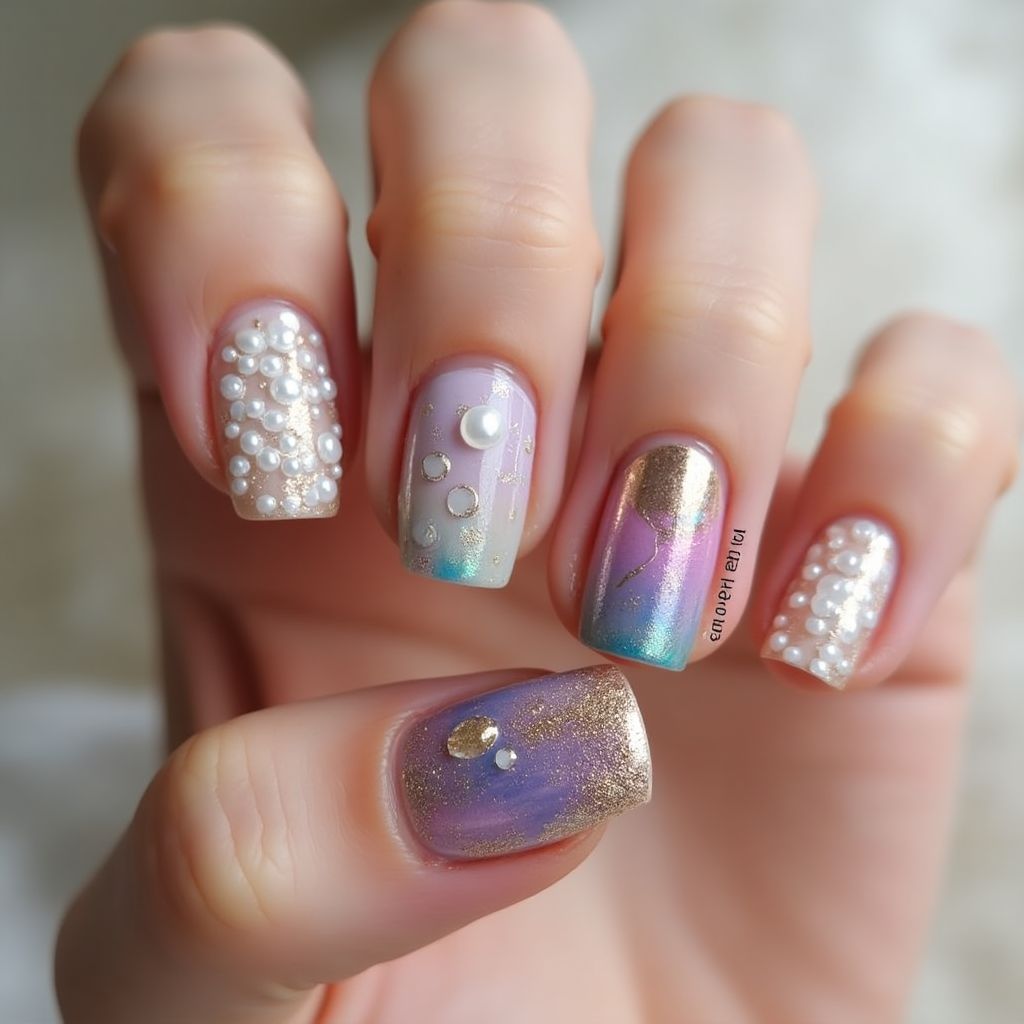 Round Acrylic Colors Nail Design