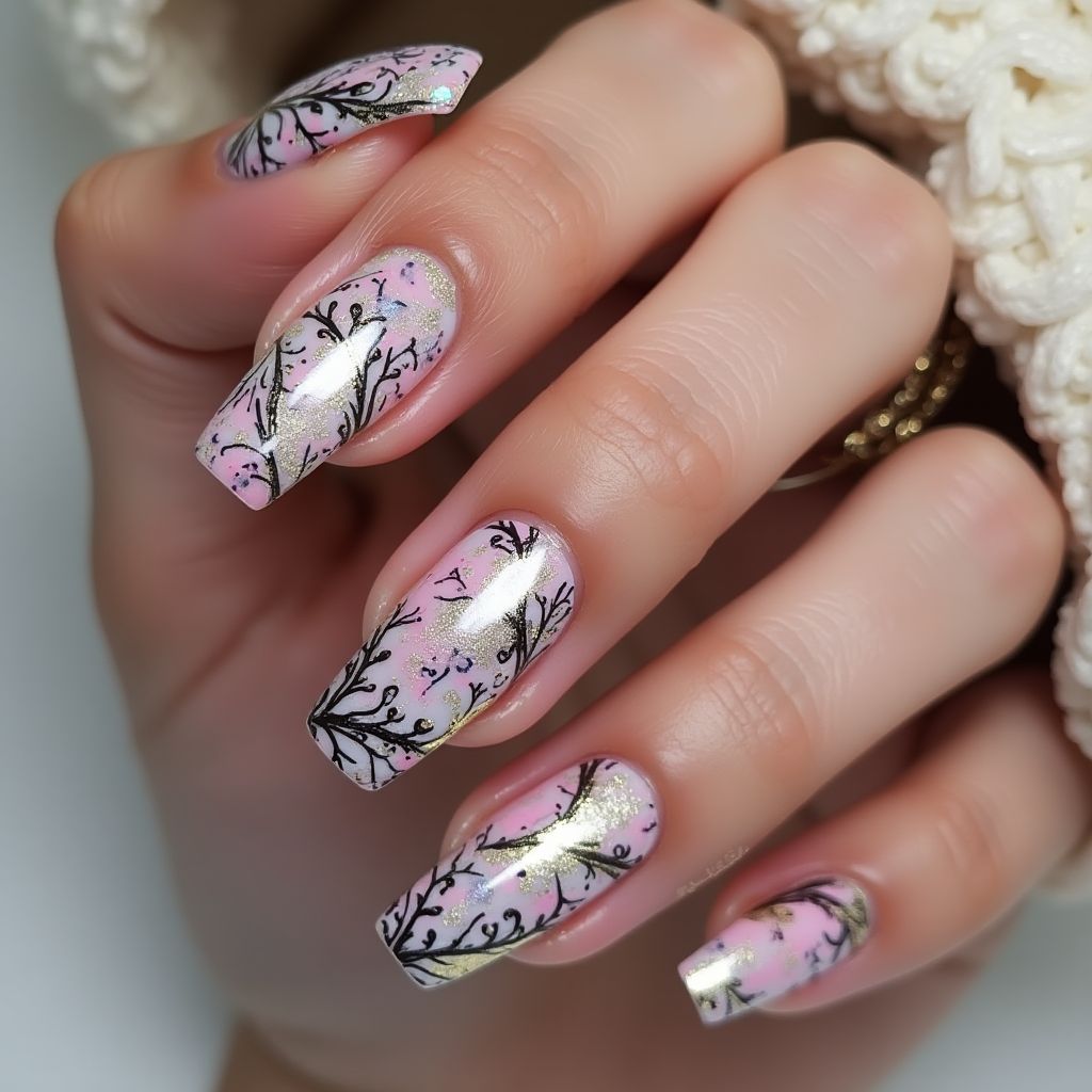 Coffin Gel Polish Nail Design