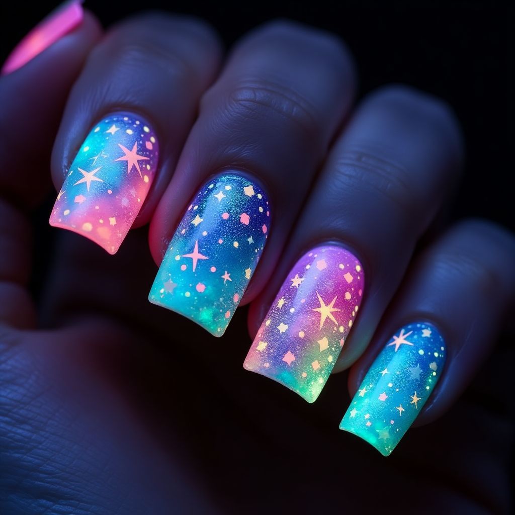 Round Glow-in-the-dark polish Nail Design