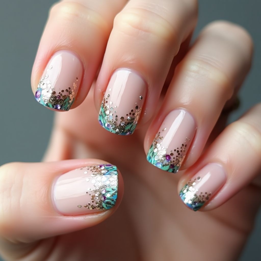 Acrylic Colors Round Nail Design