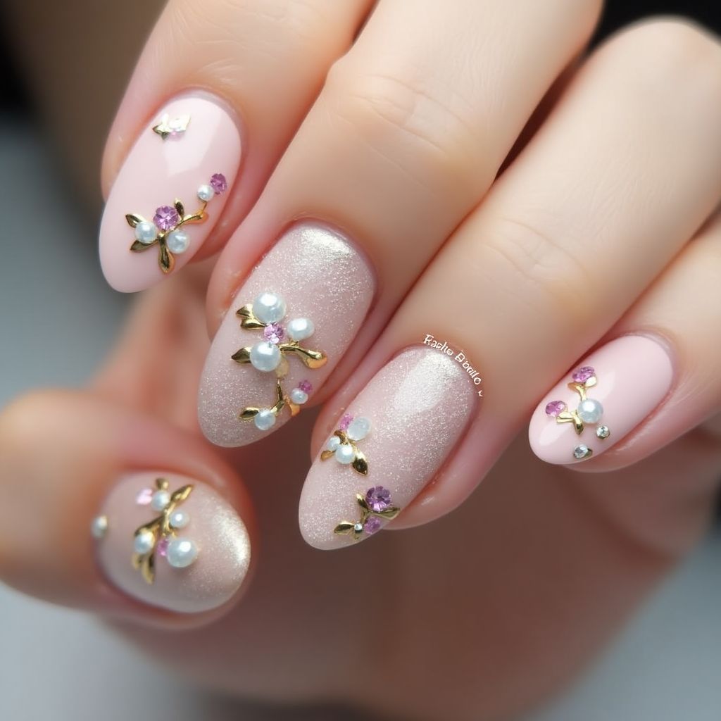 Almond 3d Nail Decor Nail Design