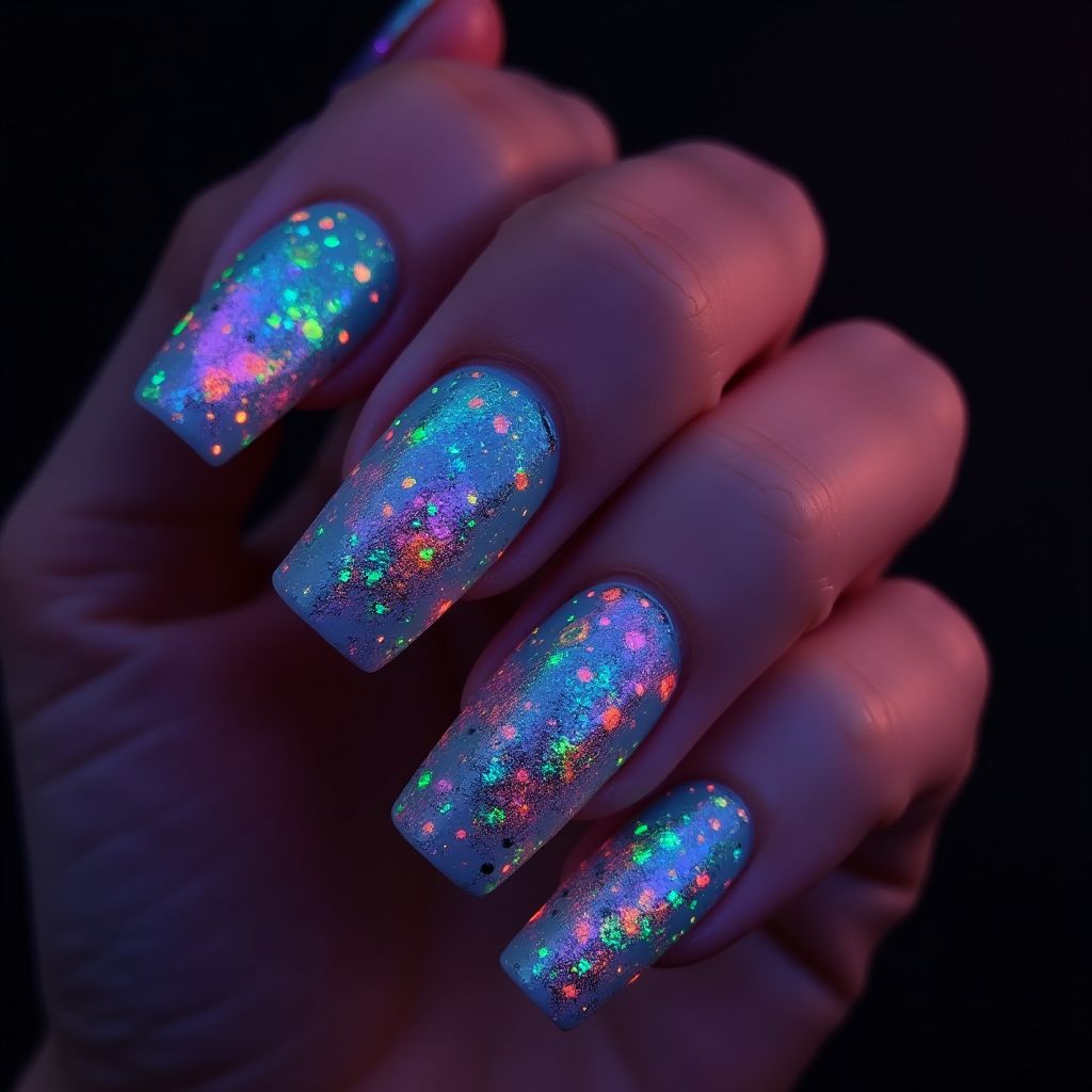 Round Glow In The Dark Polish Nail Design