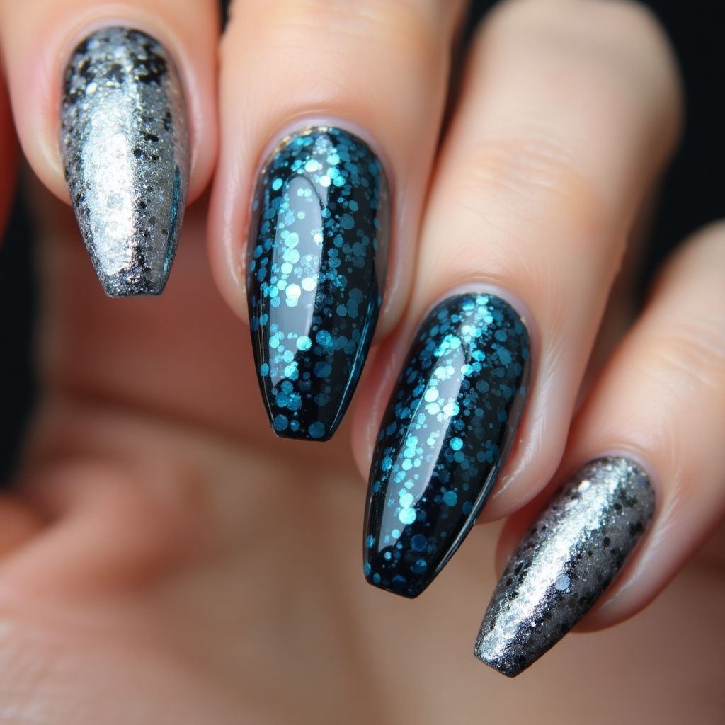 Chrome Powder Coffin Nail Design