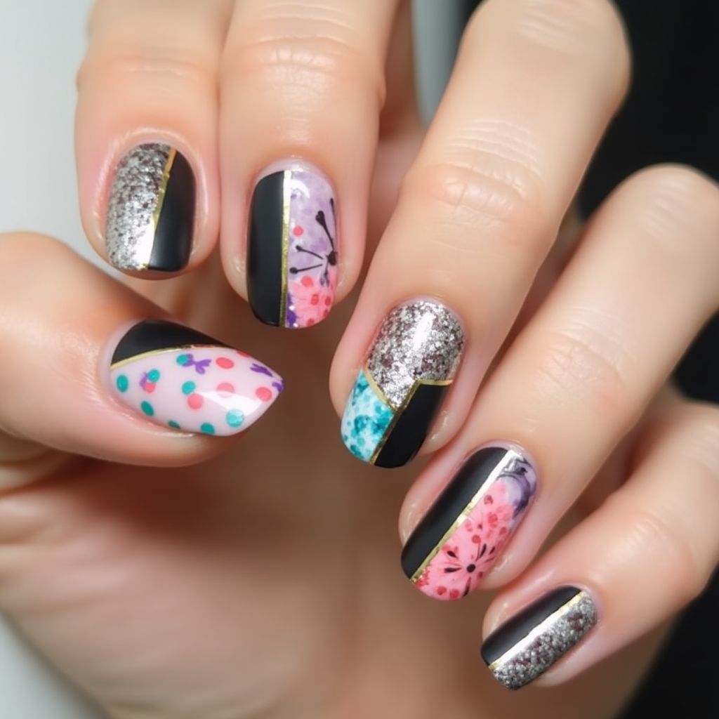 Striping Tape Round Nail Design