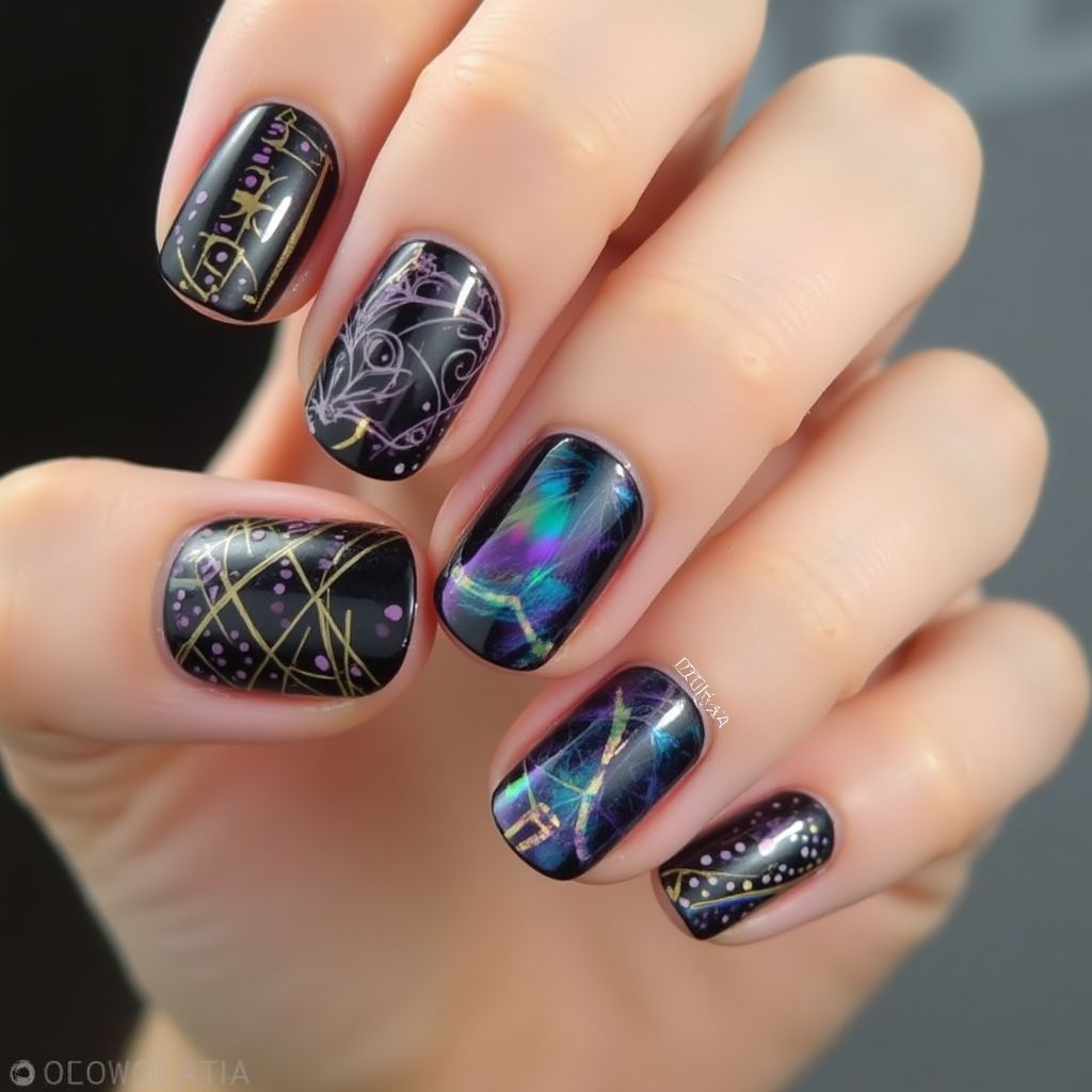 Striping Tape Round Nail Design