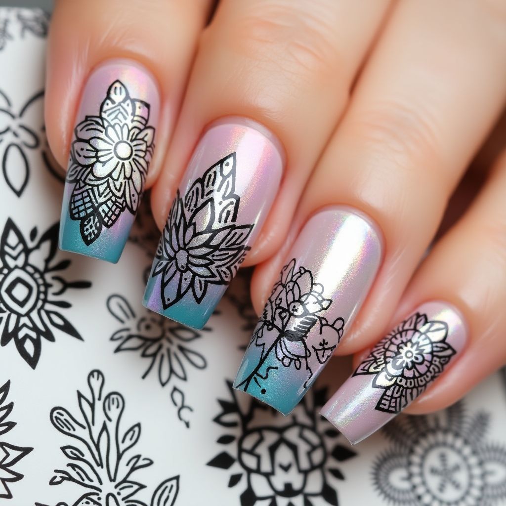 Square Stamping Plates Nail Design