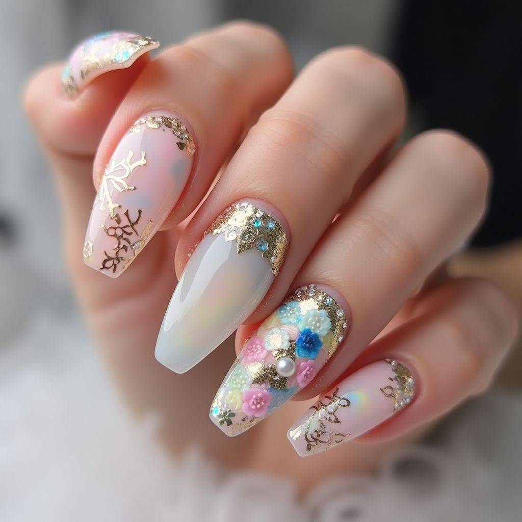 Coffin Poly Gel Nail Design