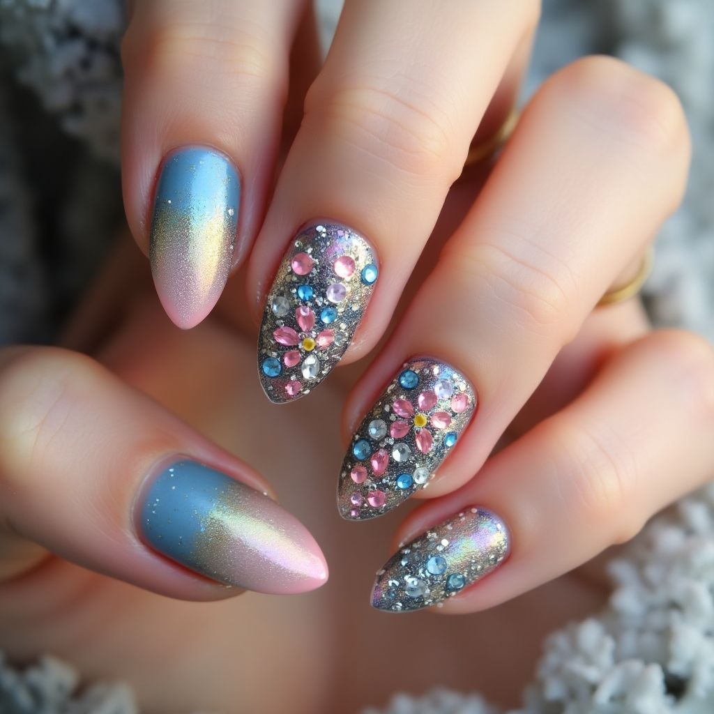 Almond Specialty Powders Nail Design