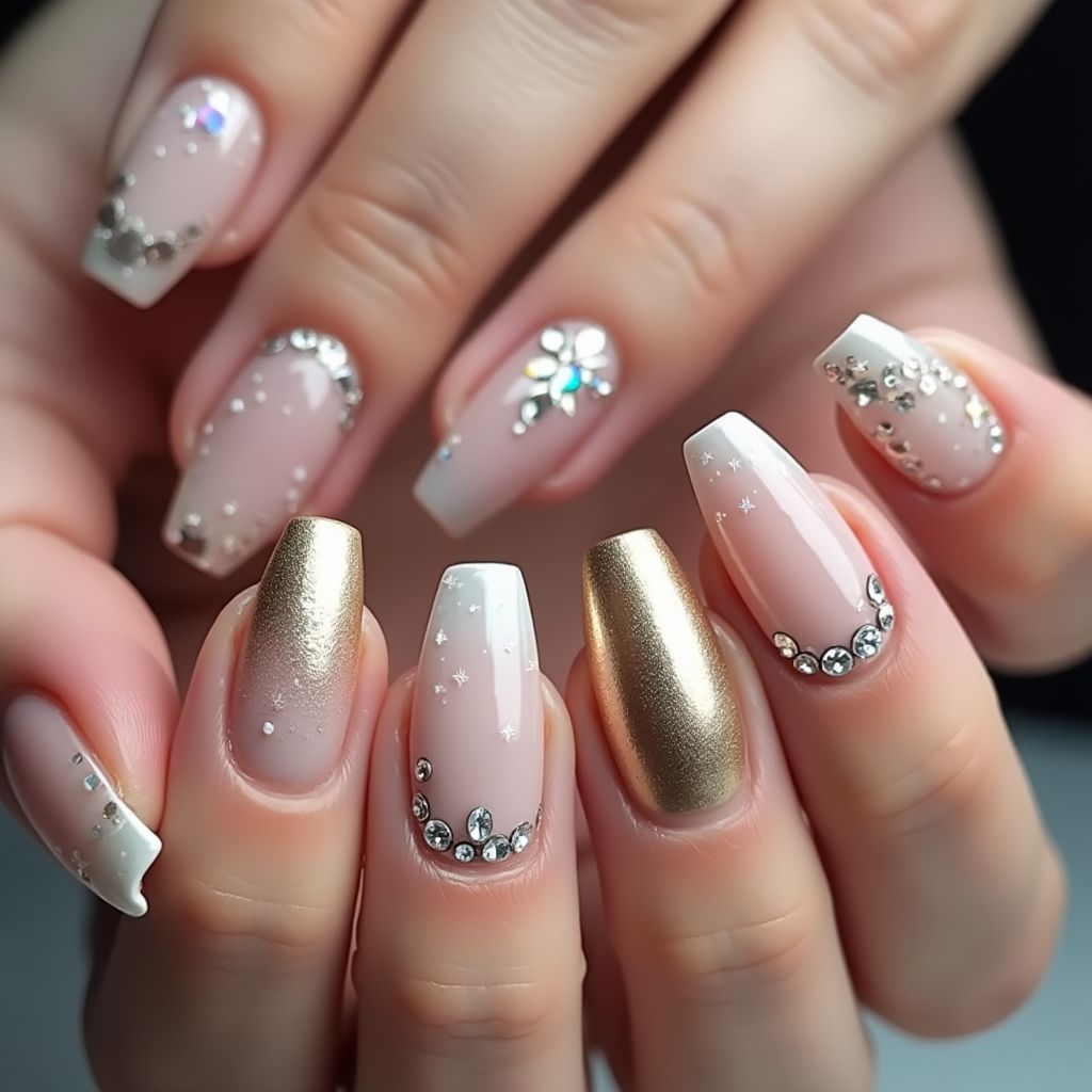 Coffin Rhinestones Nail Design