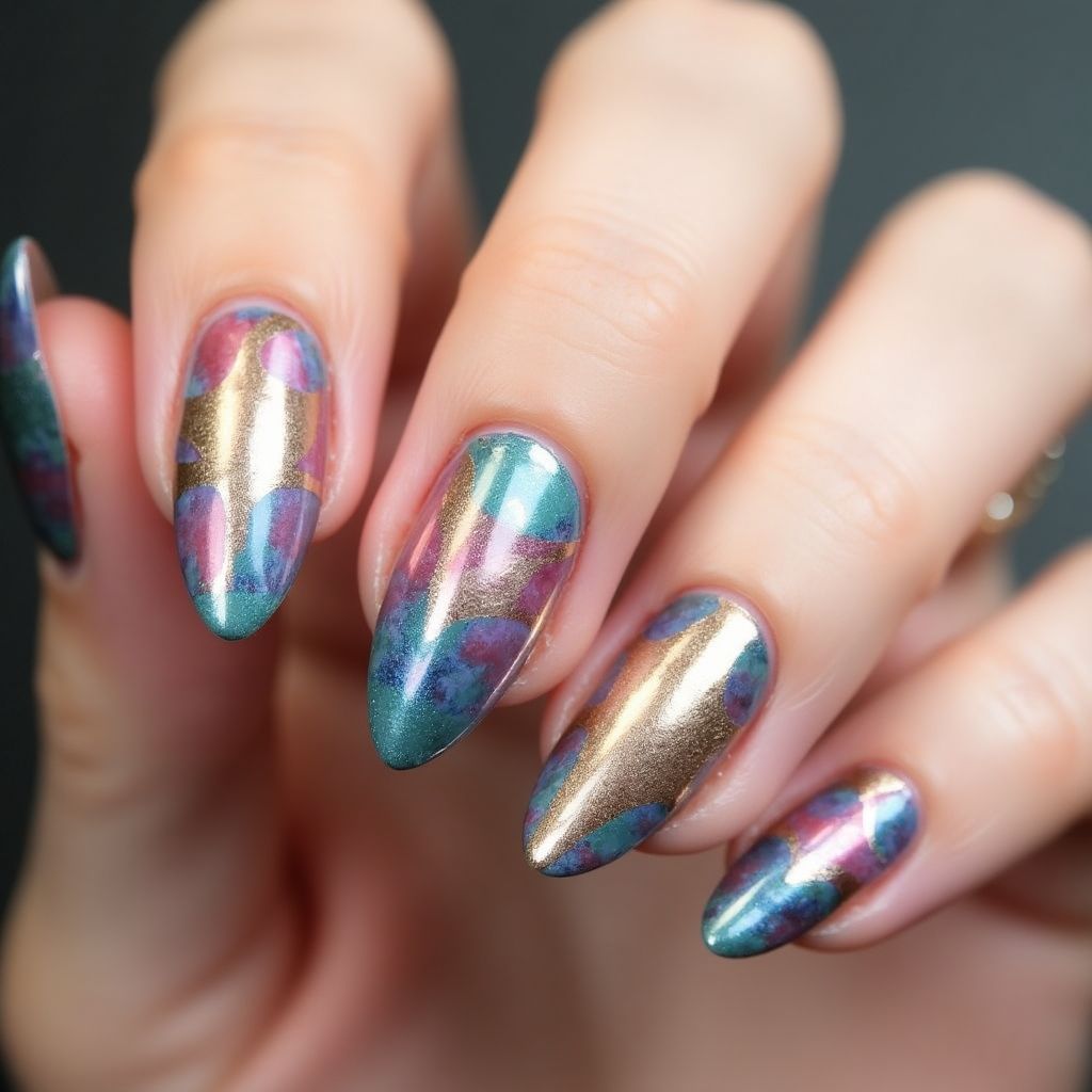 Nail Foil Almond Nail Design