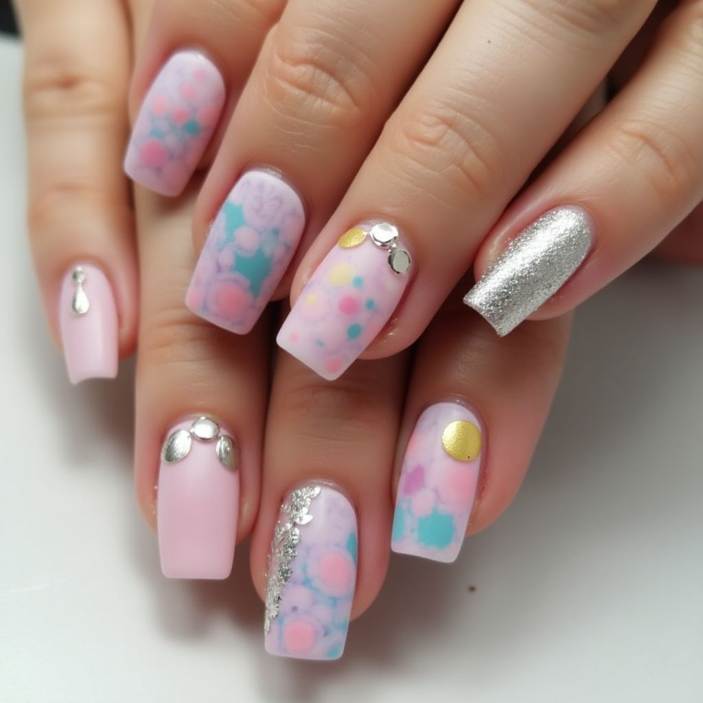 Base Coat Square Nail Design