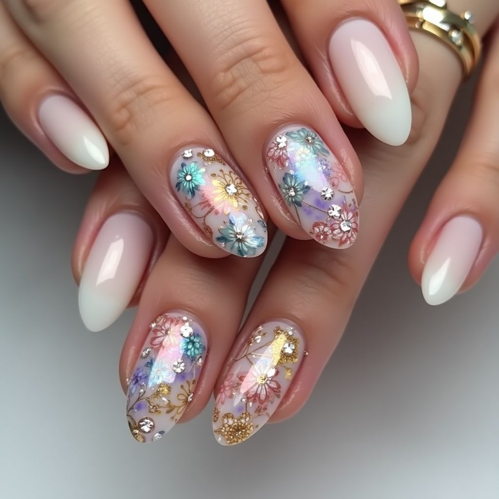 Acrylic Colors Round Nail Design