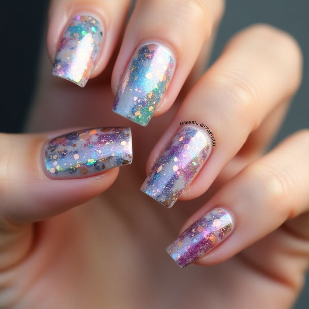 Color Changing Polish Square Nail Design